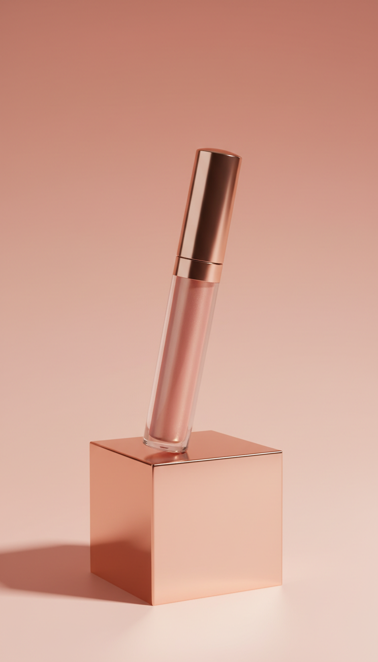 Rose-gold shine lip gloss—luminescent finish