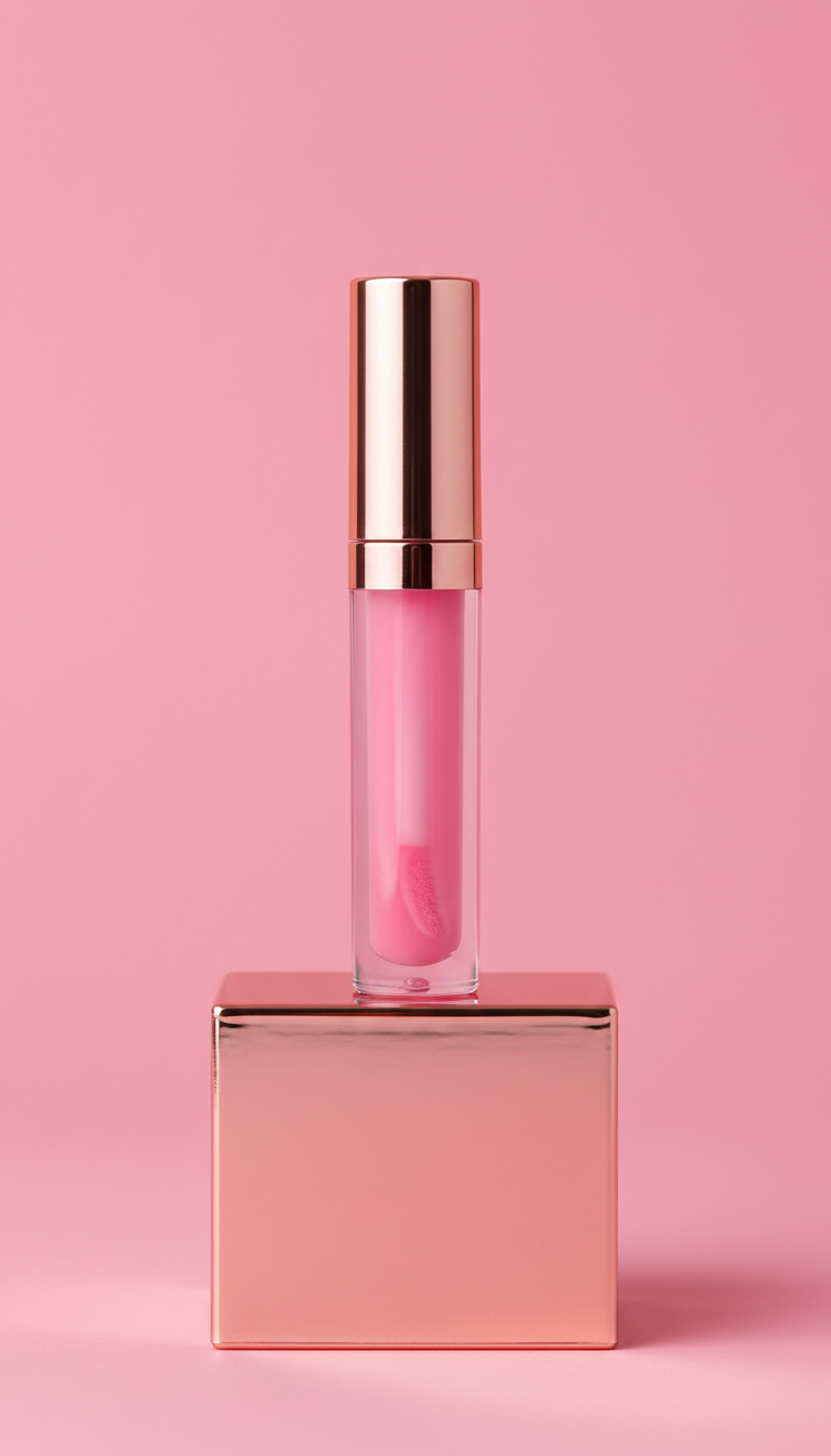 Vivid pink lip gloss—hydrating shine